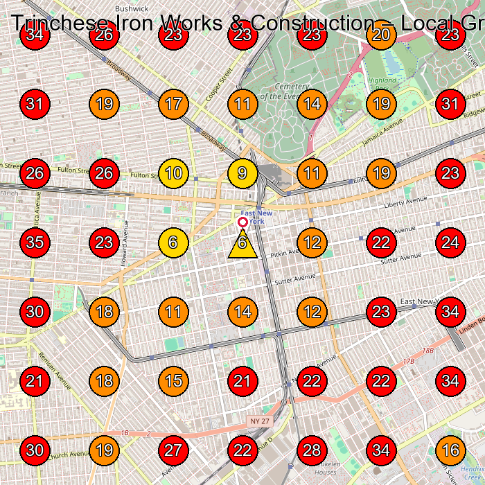 Trinchese Iron Works & Construction GeoGrid visibility map for Iron Works in Jersey City